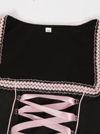 Dirndl Oktoberfest Kostüm Damen Trachten Trägershorts Set mit Corsage
