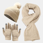 3-teiliges Set mit kuscheligen Strickaccessoires