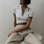 Elegantes Damen-Strick-Poloshirt mit klassischem Kragen