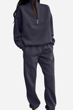 Two-Piece Women's Jogger Set in Cotton Blend with Hoodie and Sweatpants | Perfect for Autumn - Navy