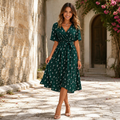 Damen Midi-Kleid mit V-Ausschnitt | Sommerkleid für formelle Anlässe