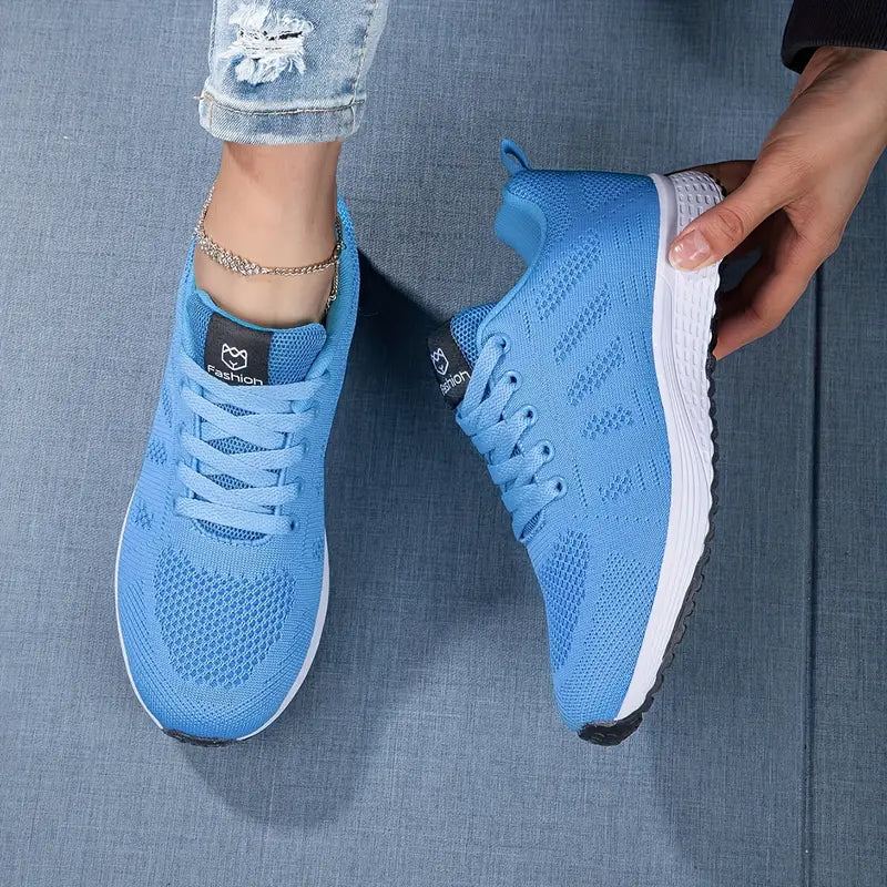 Lightweight Breathable Knit Sneakers with Cushioned Sole | Perfect for Autumn - Sky Blue