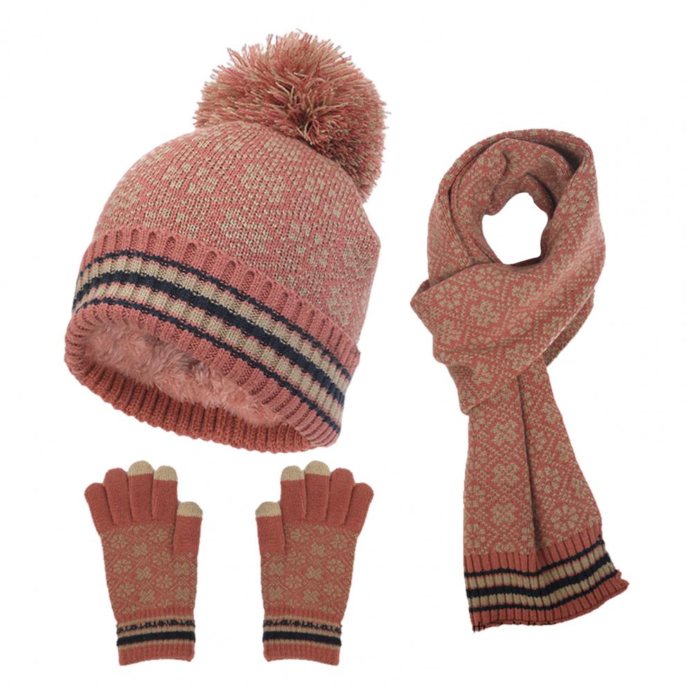 3-teiliges, warmes Winterset aus Strick für Damen