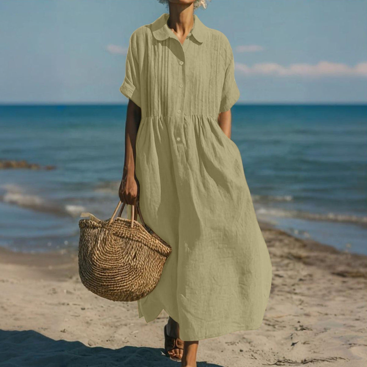 Women's Elegant Collared Button Dress