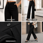 Damen-Hose mit hoher Taille und weitem Bein | Elegante Business-Hose