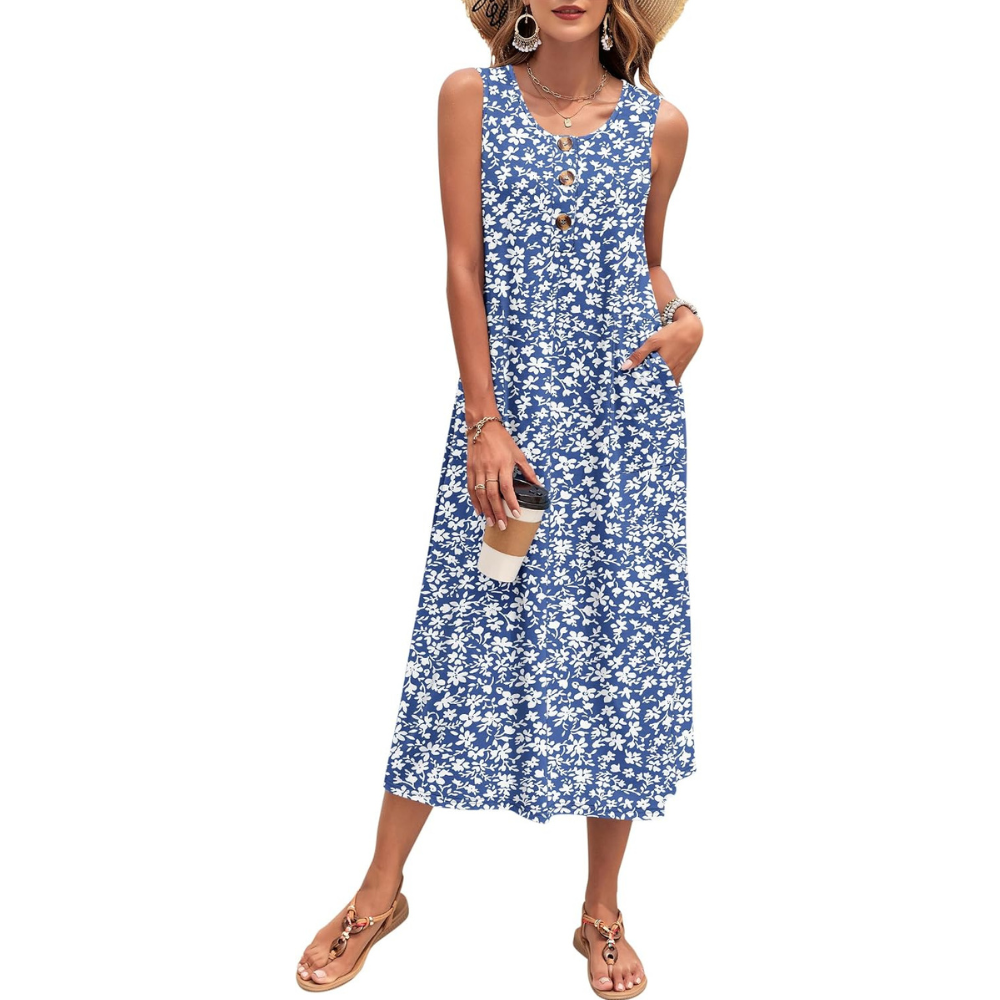 Maxikleid – Leichtes Button-Down-Kleid für Damen