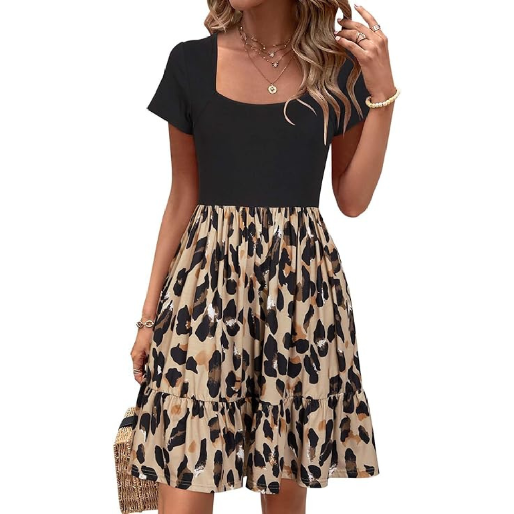 Elegantes Sommerkleid mit quadratischem Ausschnitt – leicht und figurschmeichelnd für Damen