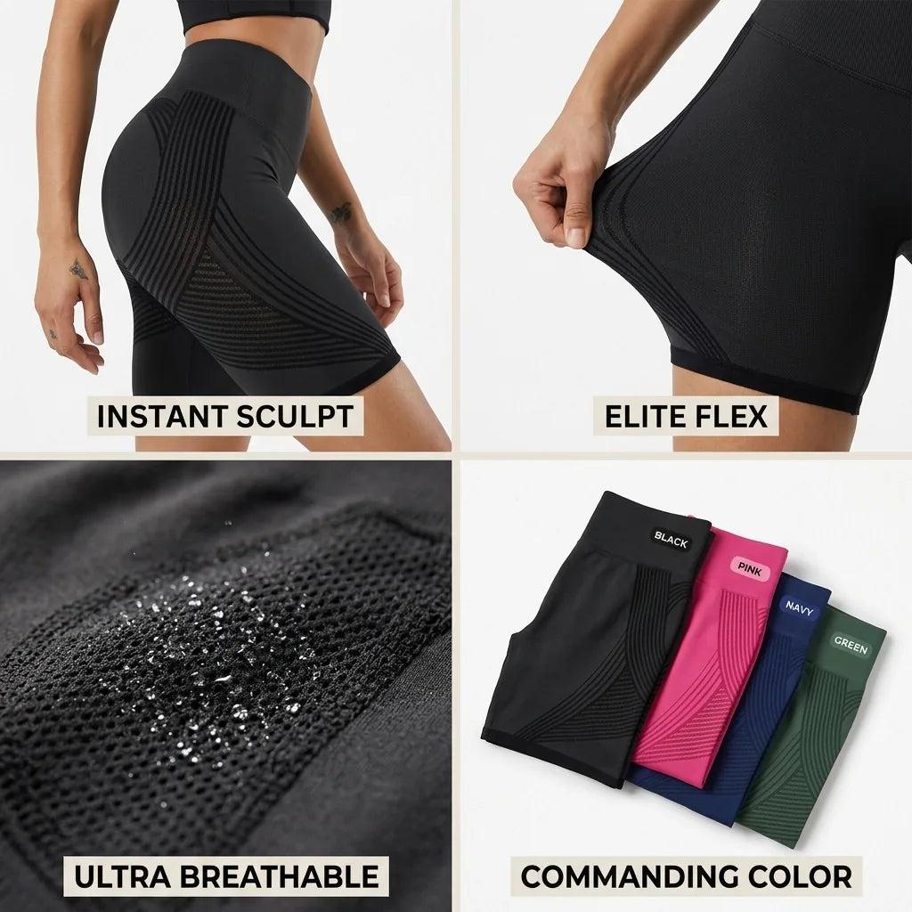 Radlerhose Damen High Waist – Sport Shorts mit Handytasche