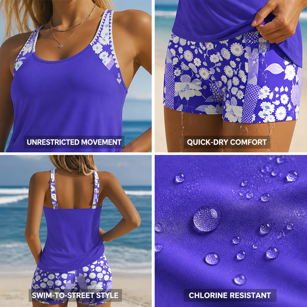 Damen-Tankini-Set mit Tanktop und Shorts | Strandmode-Set