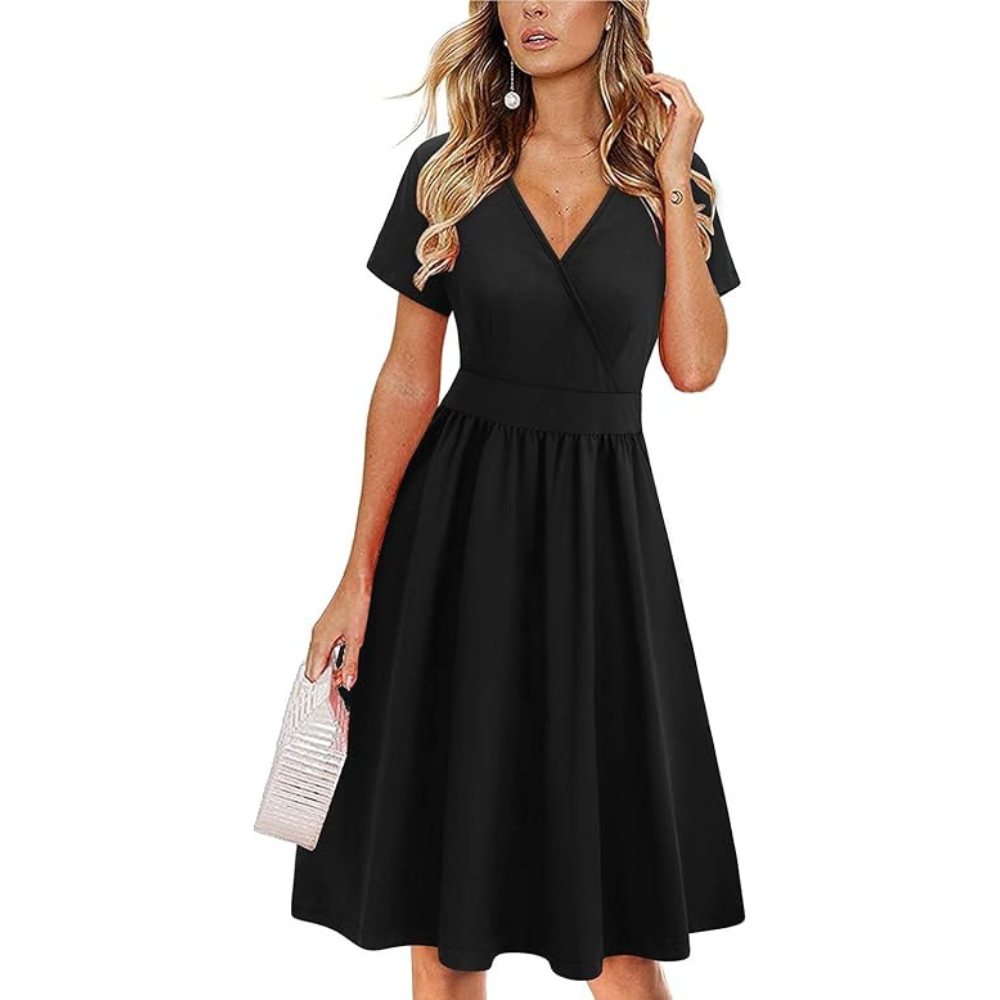 Klassisches Wickel-Sommerkleid – leicht mit Taschen für Damen