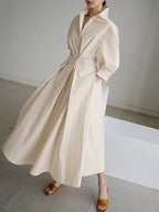 Women's Elegant Collared Belted Shirt Dress