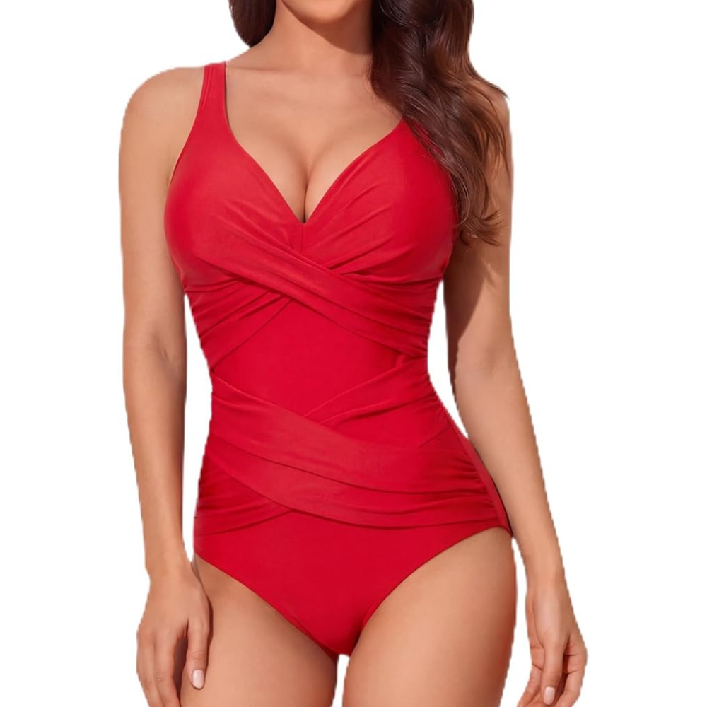 Ruched Tummy Control Swimsuit V Shaped – Beachwear for Women