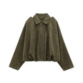 Women’s Oversized Cropped Bomber Jacket with Zipper