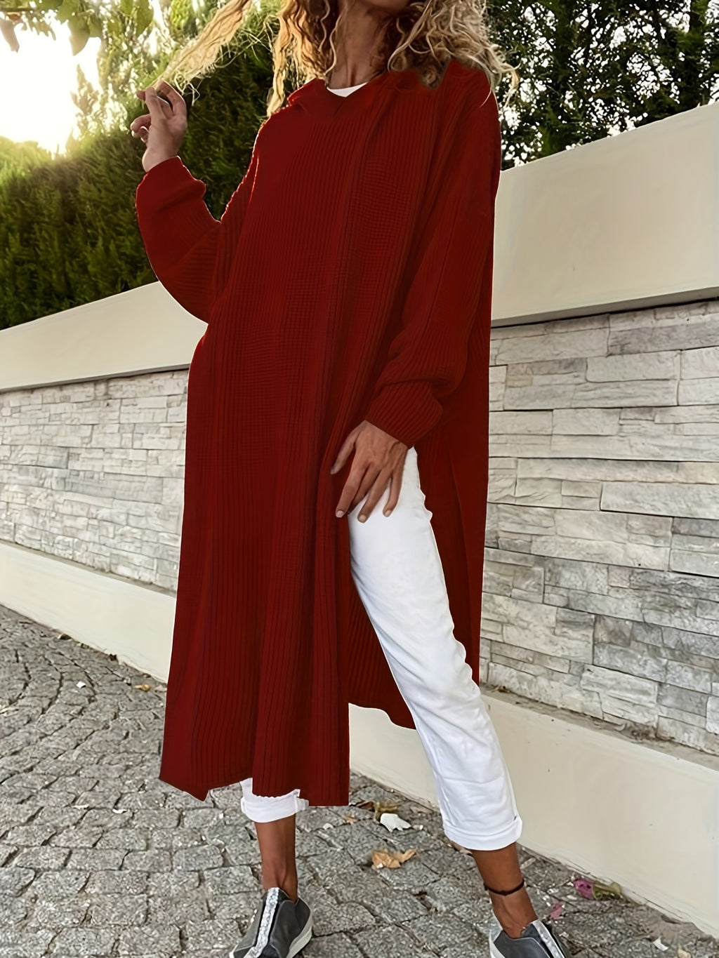 Plus Size, Autumn/Winter New Style Slit Long Sweater Dress