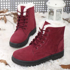 Damen Winterstiefeletten mit runder Zehenpartie und Schnürung, thermische Stiefeletten
