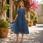 Elegantes Damen-Spitzen-Midikleid | Formelles Cocktailparty-Kleid