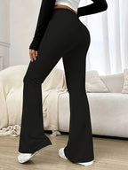 Elegante ausgestellte Damenhose mit hohem Bund in Unifarbe