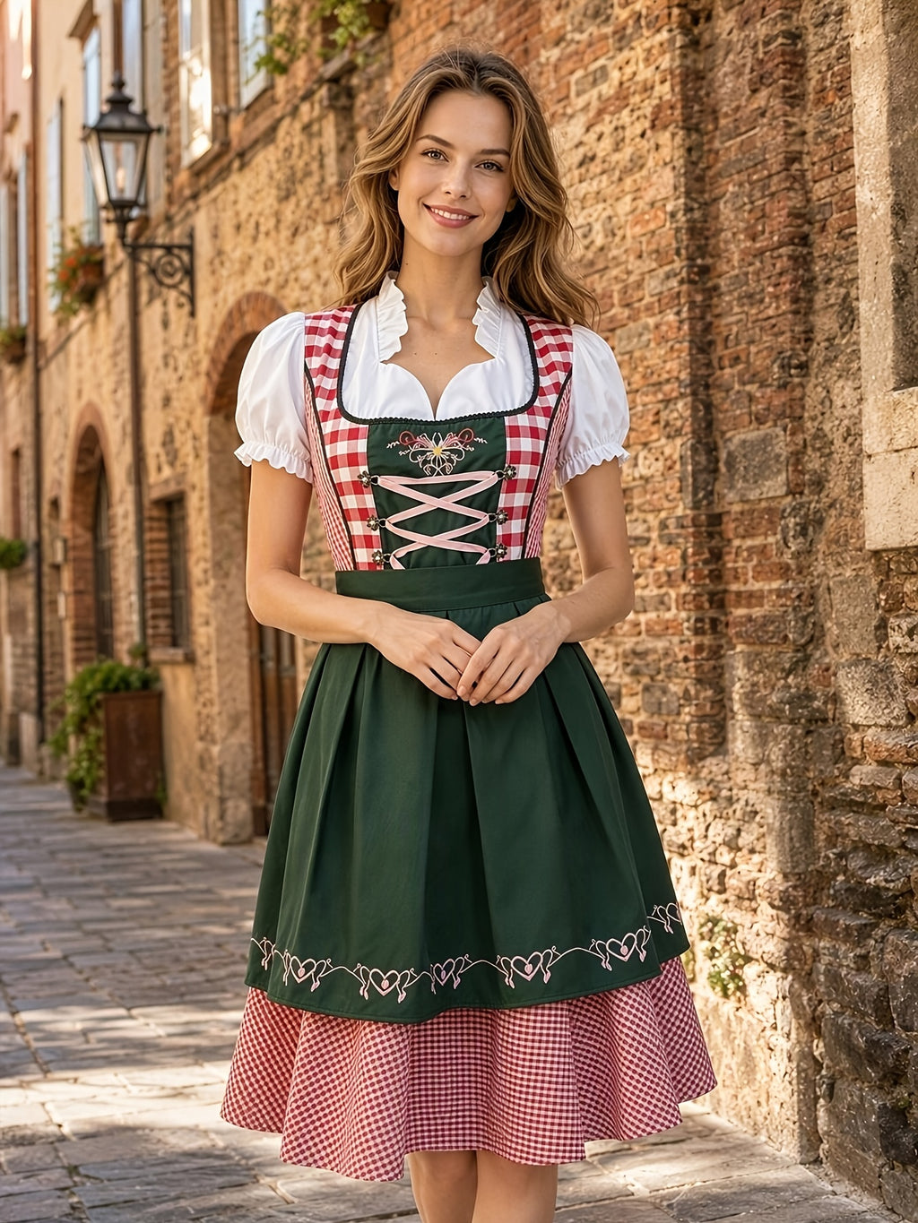 Dirndl Damen Oktoberfest Kleid | Trachtenkleid mit Schnürung, Oktoberfest Outfit, Wiesn, festlich