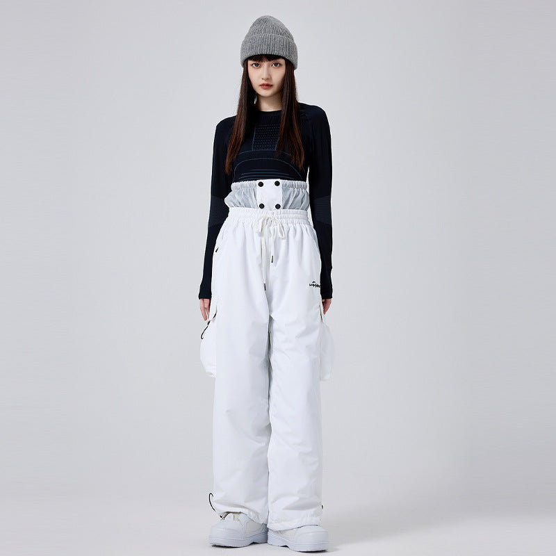 Women's Insulated Ski Pants with Breathable Design and Snow Protection - White