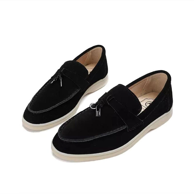 Elegante Damen-Leder Loafer mit Schnallendetail