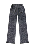 Damen Stretch Weite Loose Fit Gerade Graue Jeans | Denim-Hose mit Taschen