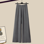 Women's 3 Piece Outfit Set | Wide Leg Trousers with Shirt and Top