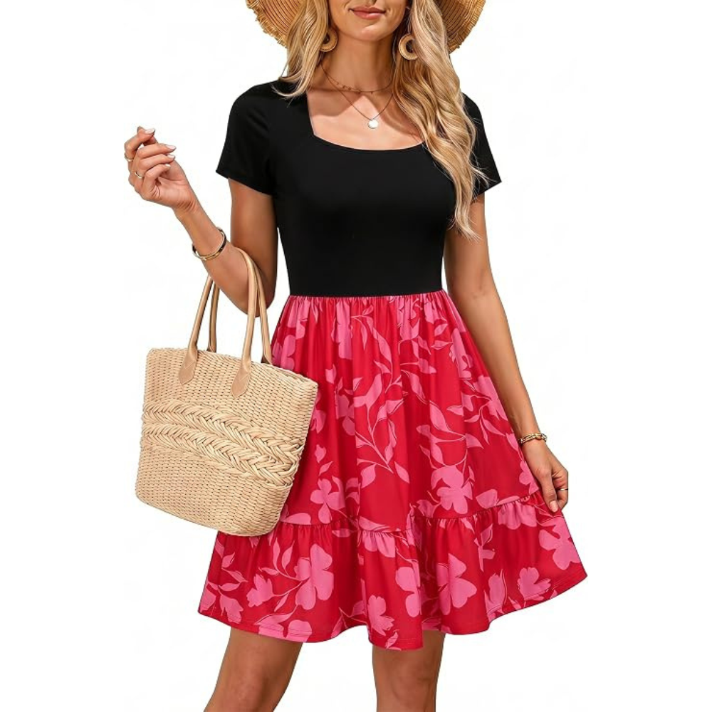 Elegantes Sommerkleid mit quadratischem Ausschnitt – leicht und figurschmeichelnd für Damen
