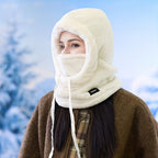 Winter-Kapuzenschal mit Fleecefutter für Damen, winddicht mit Ohrenschutz