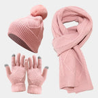 3-teiliges Set mit kuscheligen Strickaccessoires