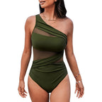 Asymmetrical Tummy Control One-Piece - Darkblue
