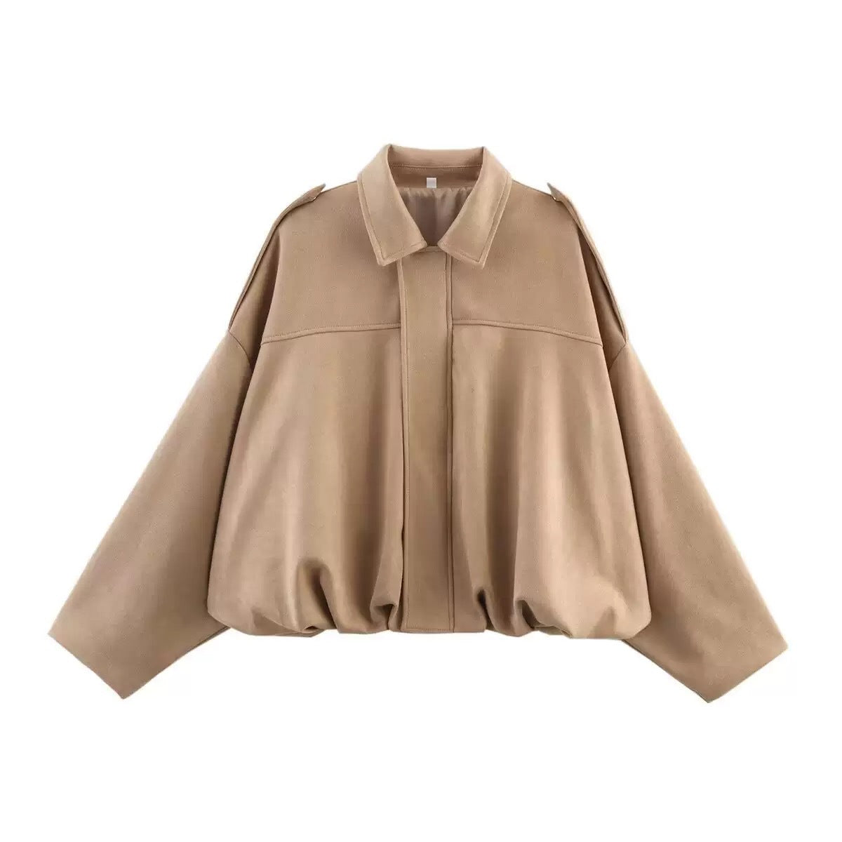 Women’s Oversized Cropped Bomber Jacket with Zipper