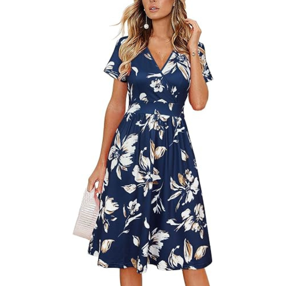 Klassisches Wickel-Sommerkleid – leicht mit Taschen für Damen