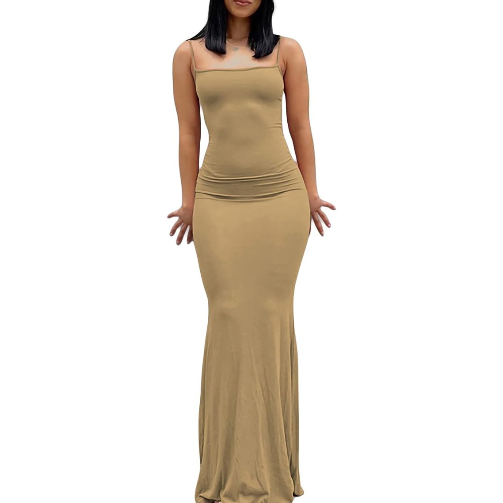 Classic Long-Length Bodycon Dress – Figure Hugging Shapewear for Women