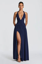 Sleeveless Women's Maxi Dress with a V Neck | Flowy Summer Dress