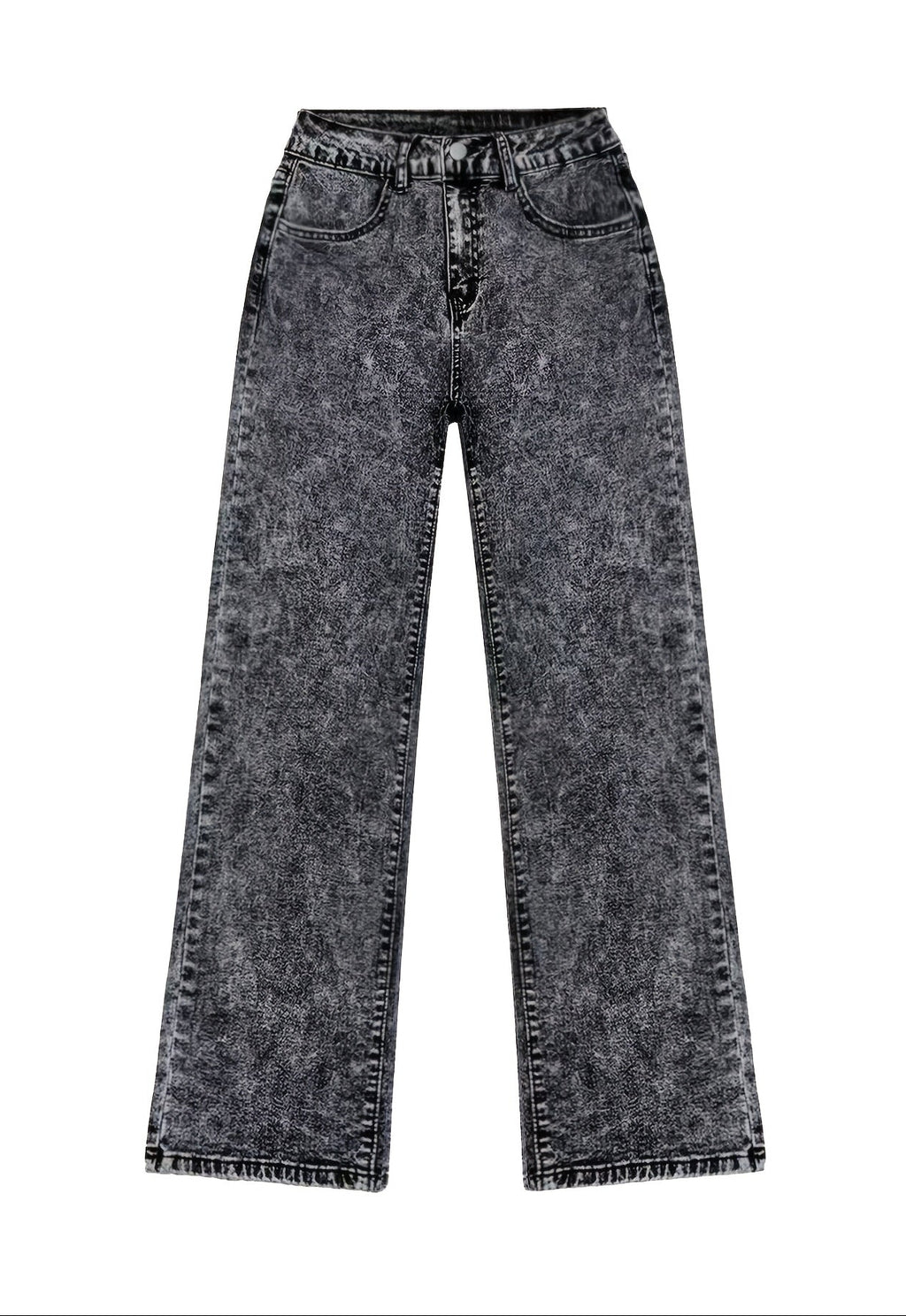 Damen Stretch Weite Loose Fit Gerade Graue Jeans | Denim-Hose mit Taschen