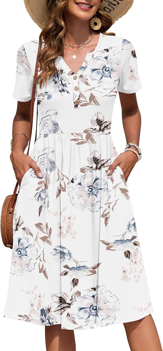 Knee-Length Summer Dress – Lightweight Easy Care for Women