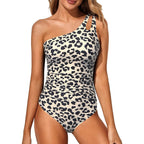 Tummy Control One-Piece Swimsuit - Colour Leopard Print Single Band