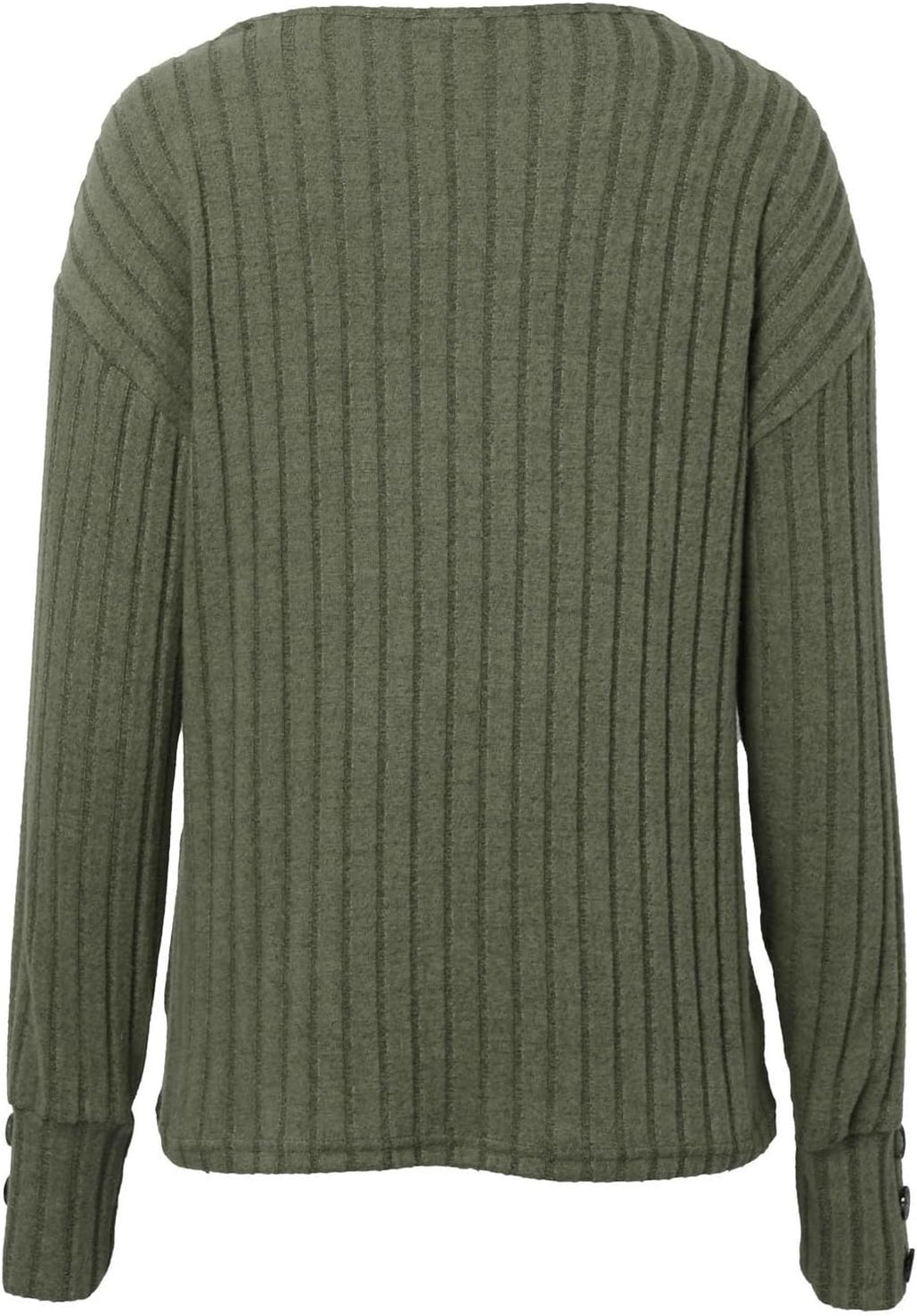 Damen Kuscheliger Herbst-Winter V-Ausschnitt Langarm-T-Shirt mit Knopfleiste