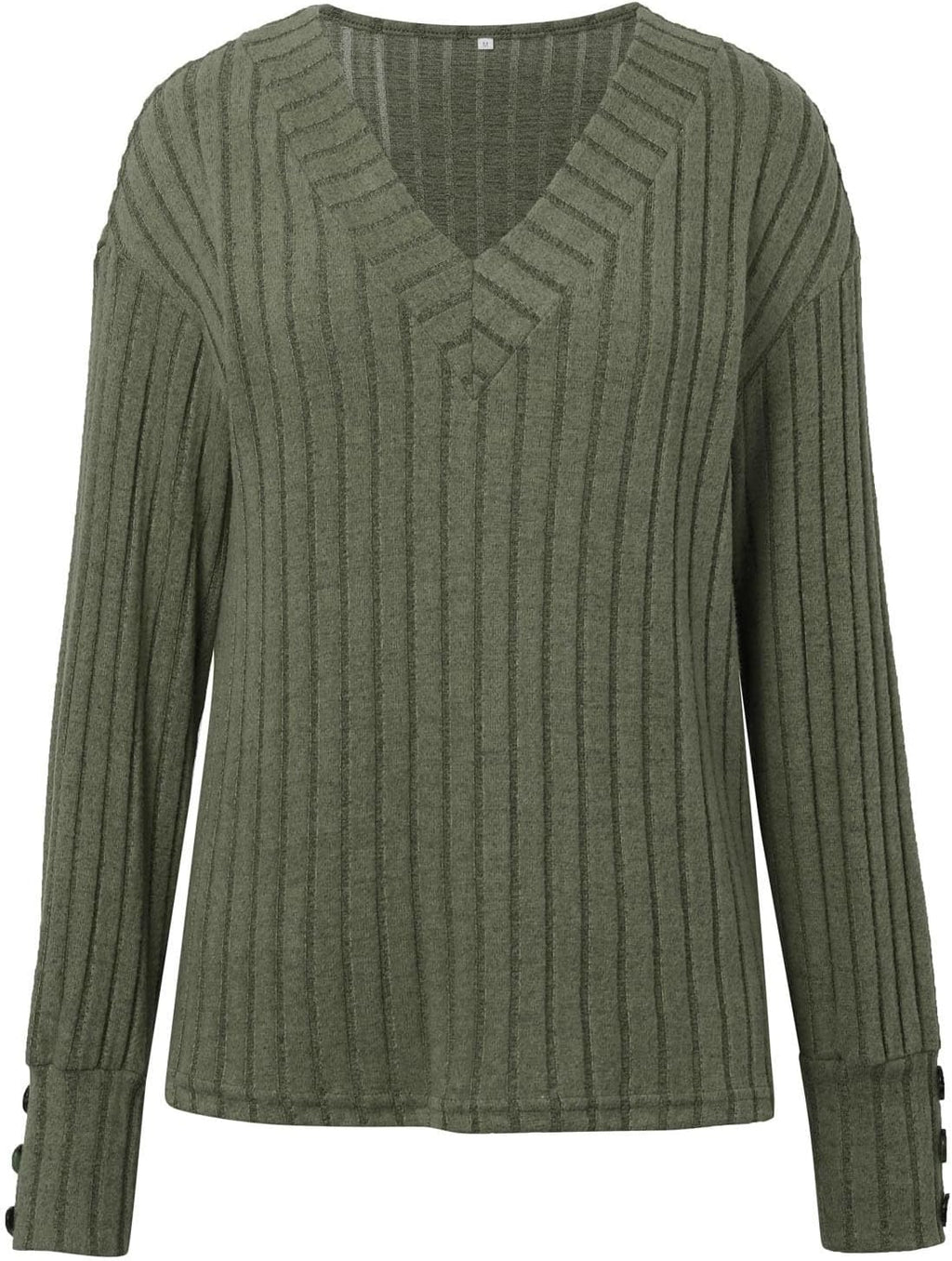 Damen Kuscheliger Herbst-Winter V-Ausschnitt Langarm-T-Shirt mit Knopfleiste