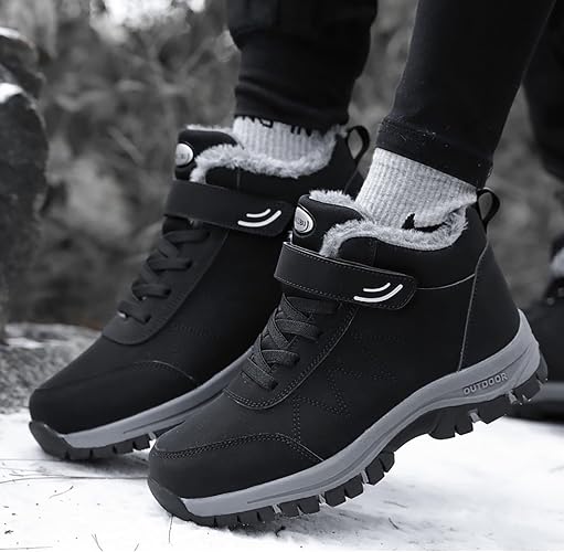 Damen warme Schneestiefel, rutschfeste, hohe Winter-Wanderstiefel mit weichem Futter für Outdoor