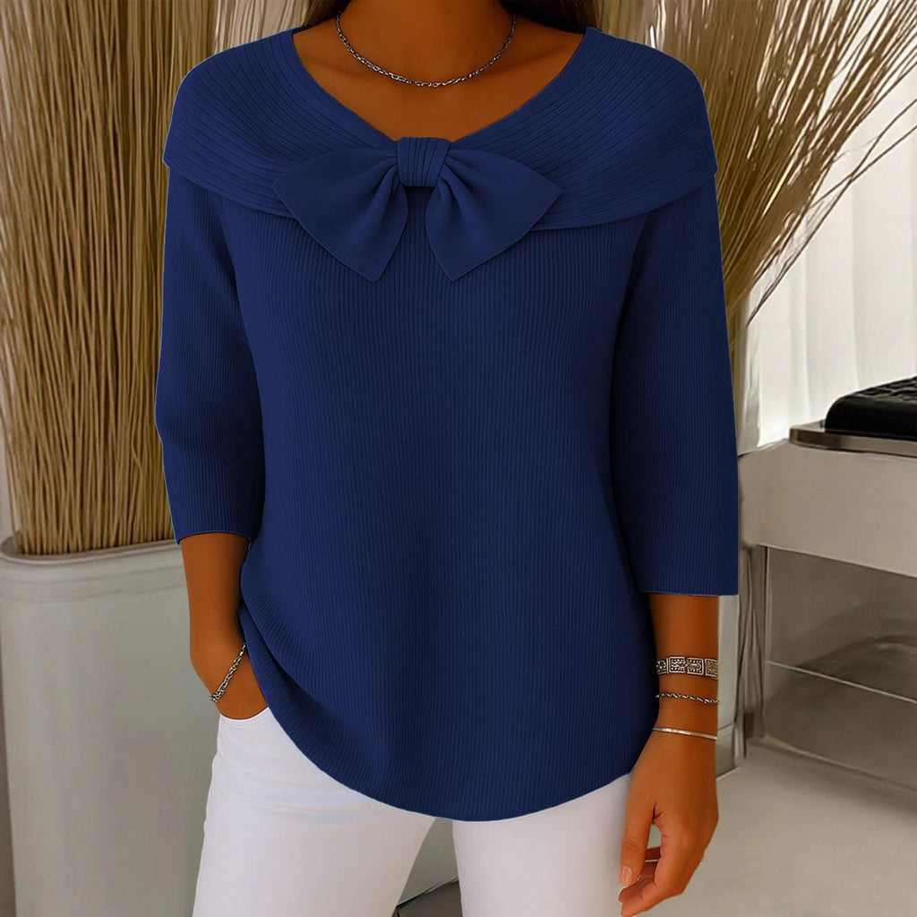 Damen-Poloshirt aus Rippstrick mit Schleife