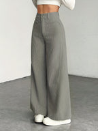 Damen High Waist Cordhose mit weitem Bein, lässig, waschbar