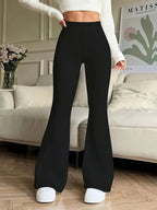 Elegante ausgestellte Damenhose mit hohem Bund in Unifarbe