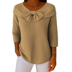 Damen-Poloshirt aus Rippstrick mit Schleife