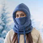 Winter-Kapuzenschal mit Fleecefutter für Damen, winddicht mit Ohrenschutz