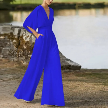 Sleeveless Jumpsuit with Wide Leg & Flowing Fit – Perfect for Spring and Summer - Blue