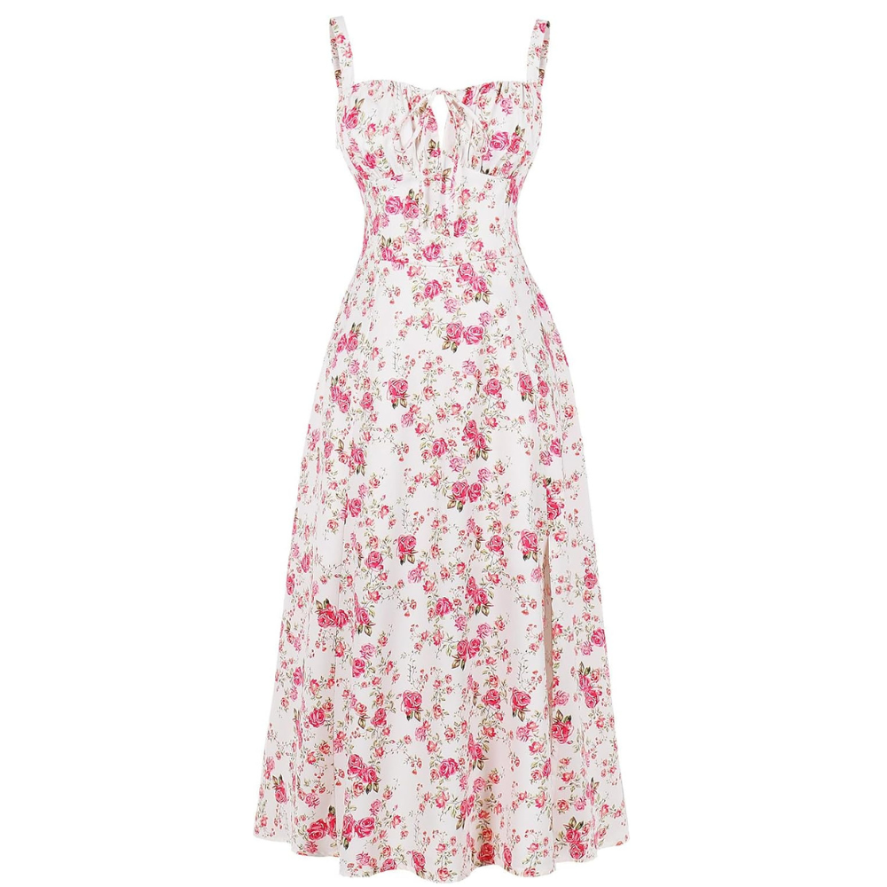 Boho Floral Split Summer Dress – Lightweight Vintage for Women