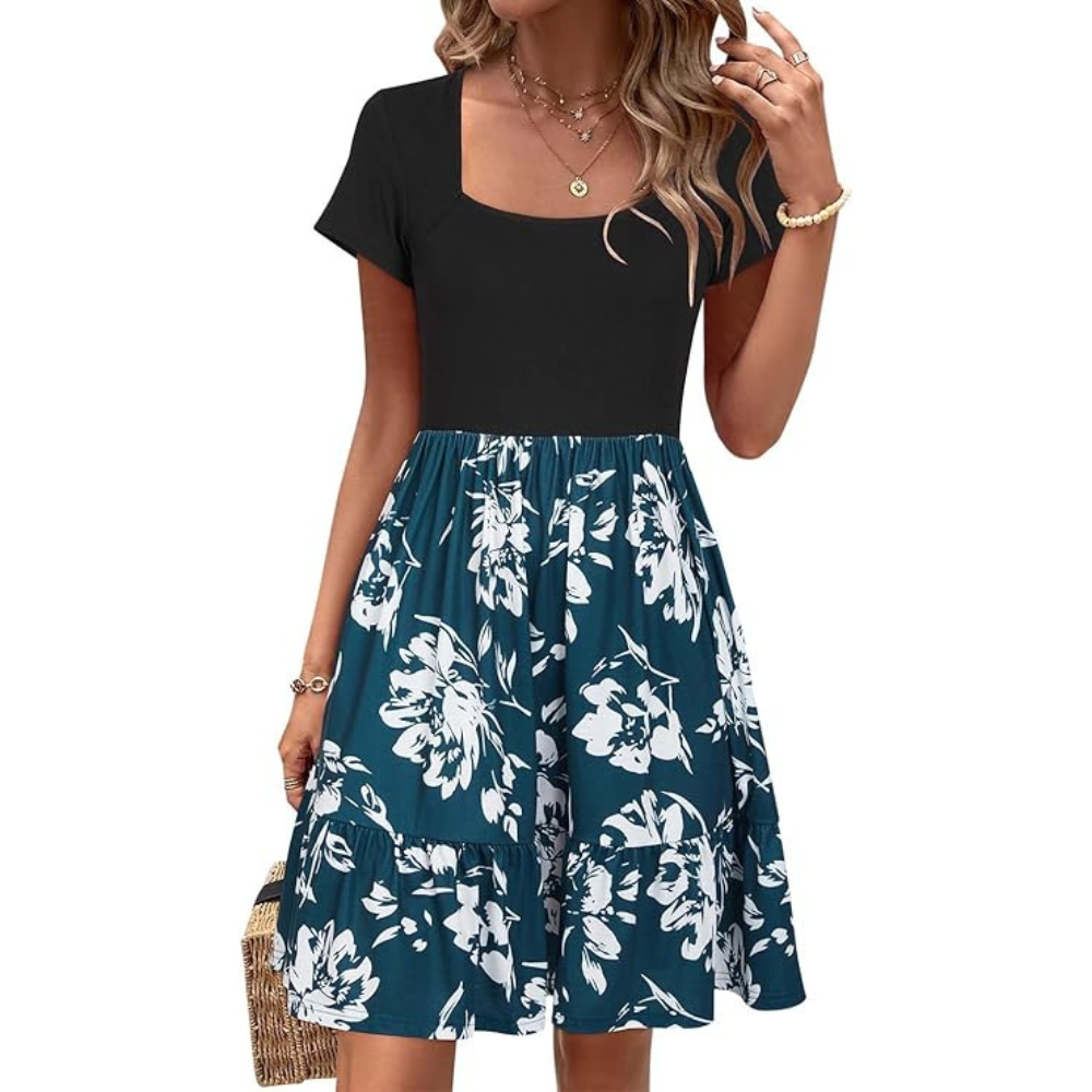Elegantes Sommerkleid mit quadratischem Ausschnitt – leicht und figurschmeichelnd für Damen