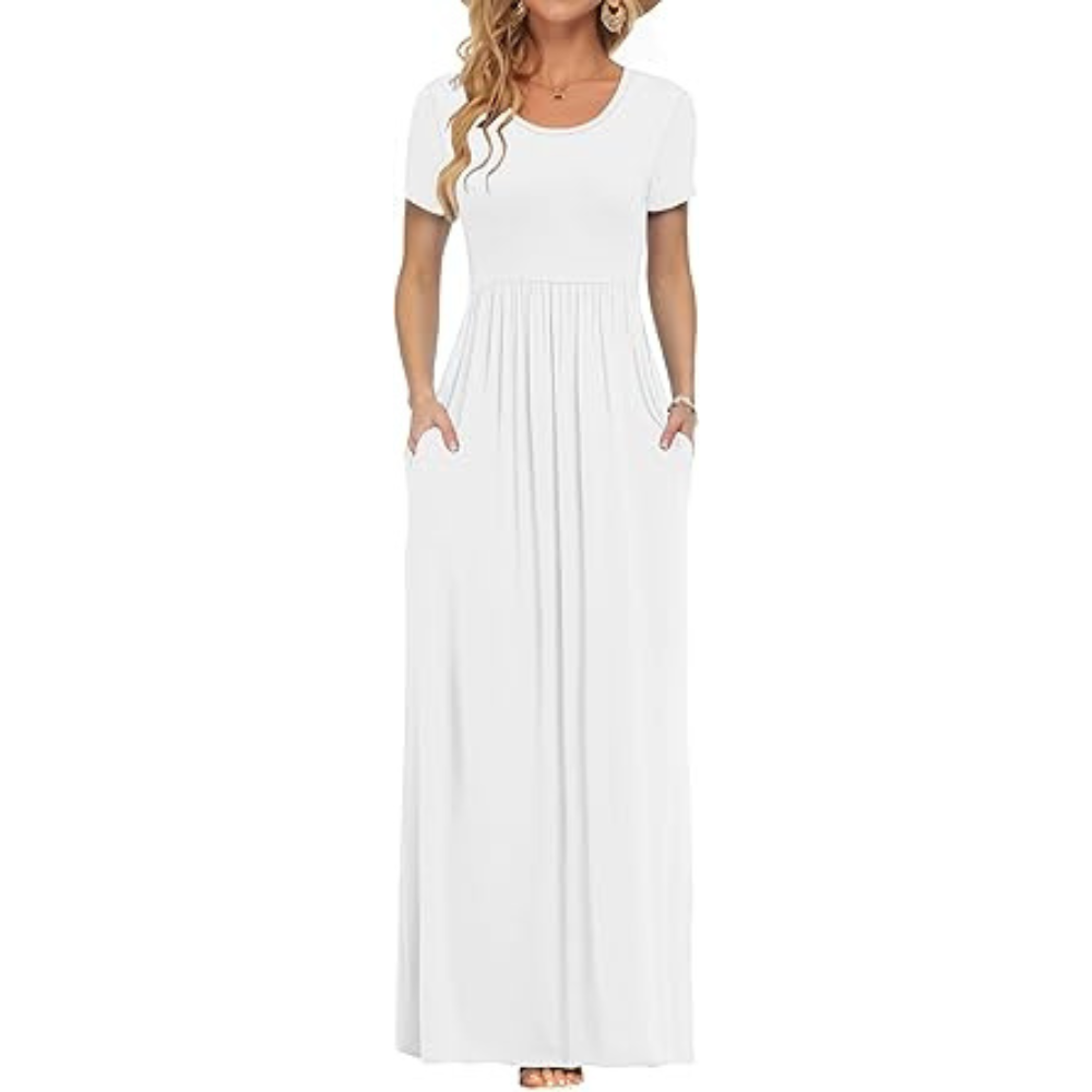 Leinen-Luxe Maxi Sommerkleid – Leichte Spitze für Damen