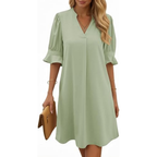 V-Neck Midi Summer Dress – Lightweight for Women
